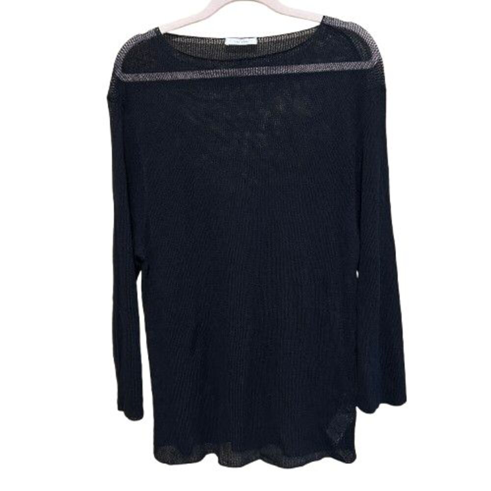 The Row Silk Blend Boat Neck Sweater Women Small Black Open Knit Stretch Minimal